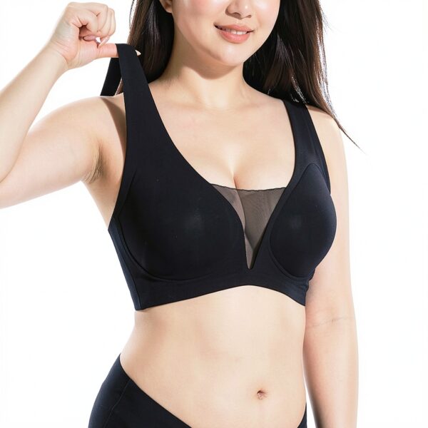 MOONBADI Brassiere sport femme Noir confort sommeil soutien-2