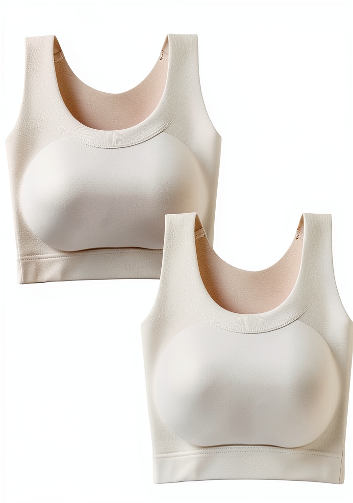 Femme portant le Necalisi Soutien‑Gorge Sport Push‑Up Sans Fil pendant une séance de yoga, vue de face, mettant en avant la coupe et les bretelles larges