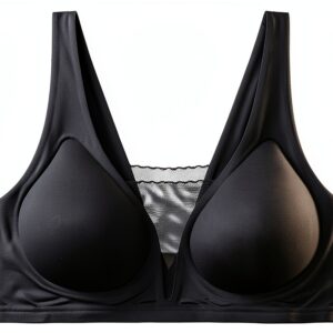 MOONBADI Brassiere sport femme Noir confort sommeil soutien-0