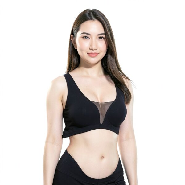 MOONBADI Brassiere sport femme Noir confort sommeil soutien-4