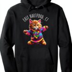 Motif Chat Dansant East Hartford CT T‑Shirt Homme Femme 100% Coton-0