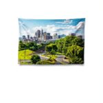 Tapisserie ABAKUHAUS Hartford Aérienne 150x100 cm Ciel Bleu Vert Gris-0