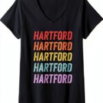 Femme Hartford T-Shirt col V – Léger, coupe classique, motif répété-0