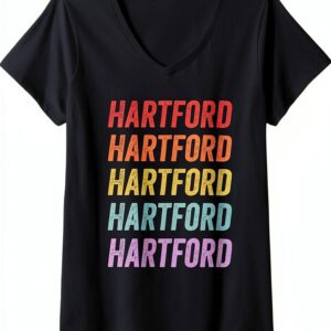 Femme Hartford T-Shirt col V – Léger, coupe classique, motif répété-0