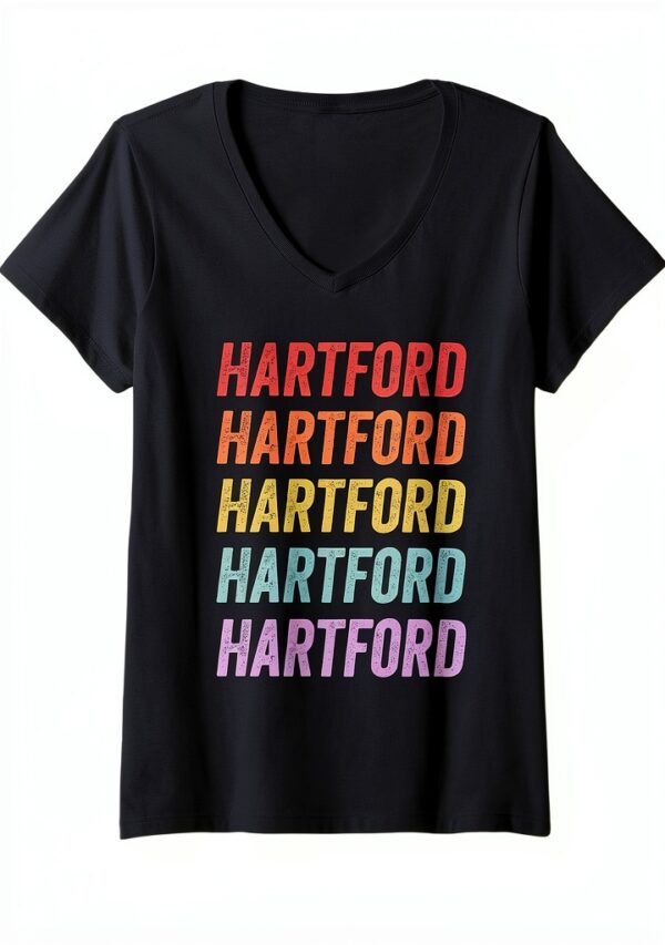 Femme Hartford T-Shirt col V – Léger, coupe classique, motif répété-0